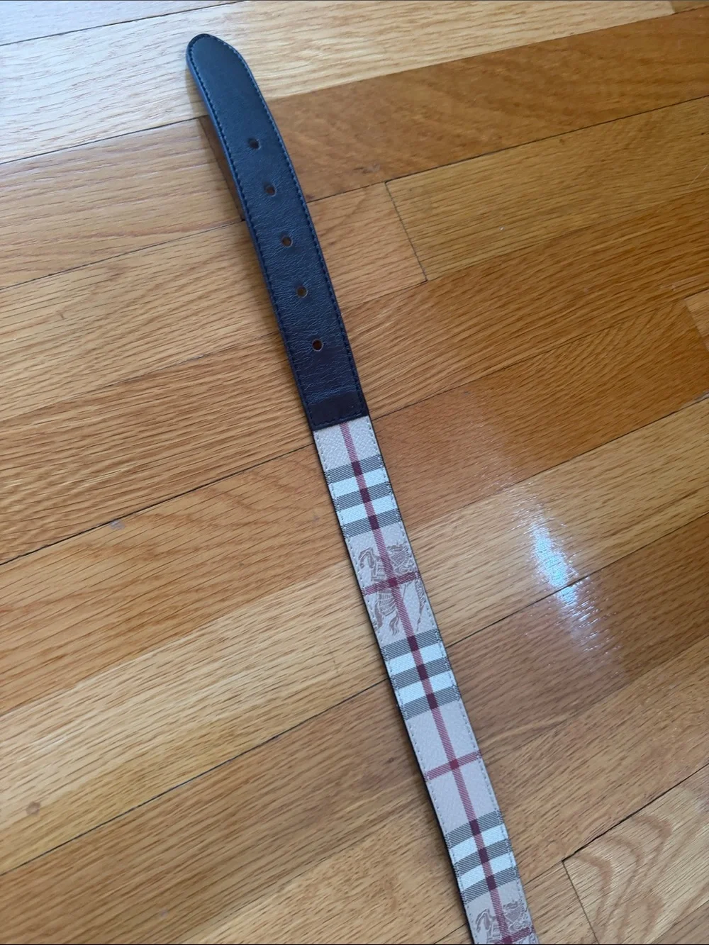Burberry Beige Nova Check Leather Trim Belt